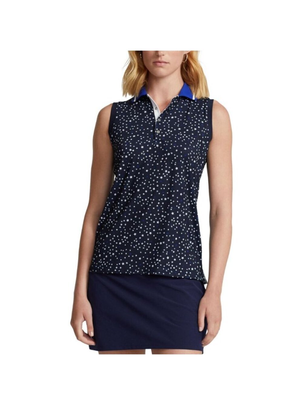 NEW RLX Golf Ralph Lauren Women's M Stars Print Sleeveless Polo • Reg Price $110
